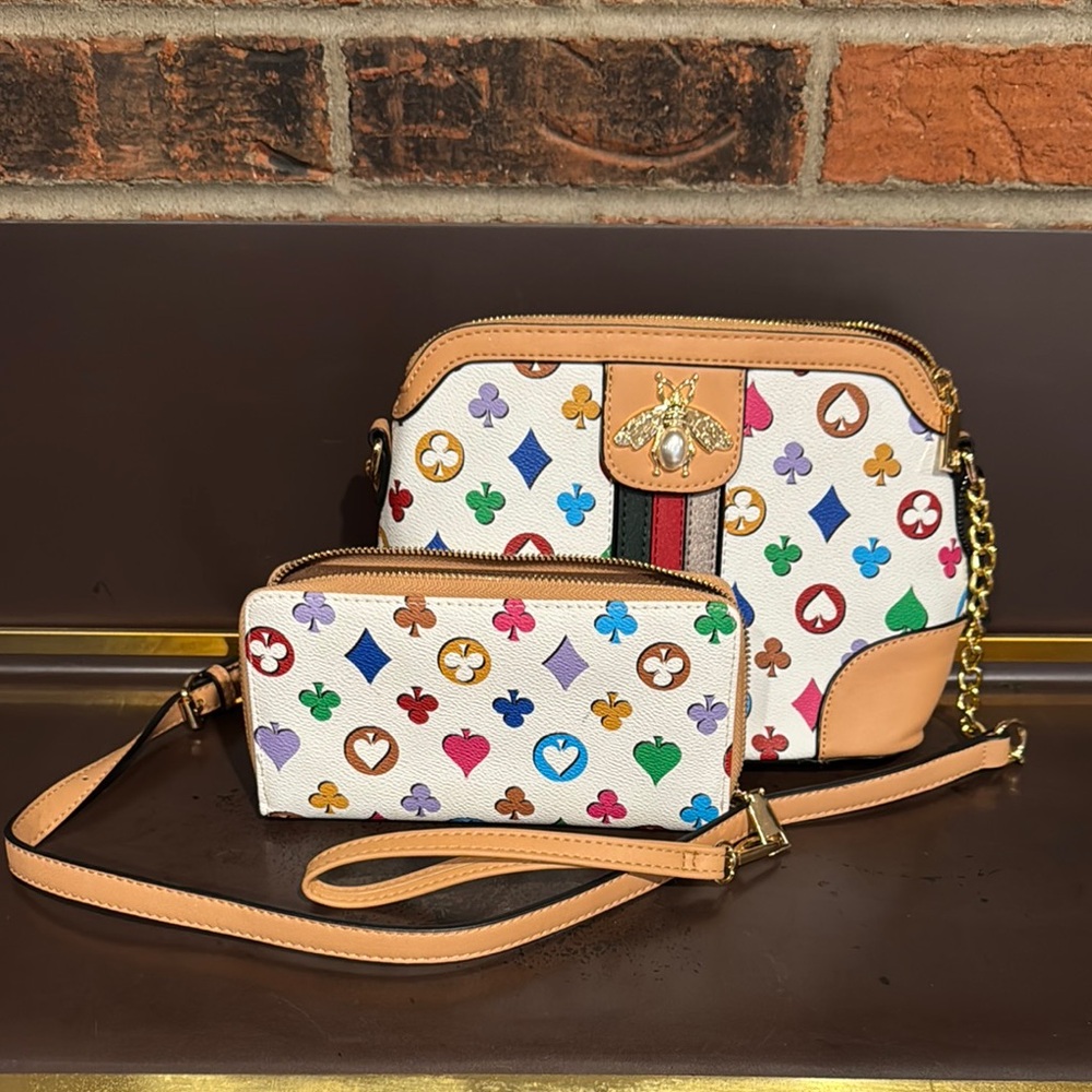 Cream and Tan Crossbody Bags with Gold Hardware